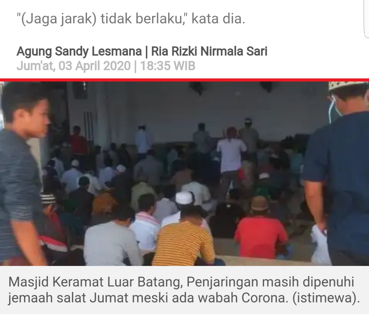 Acuhkan Seruan Anies, Jemaah Jumat di Masjid Luar Batang Tak Jaga Jarak