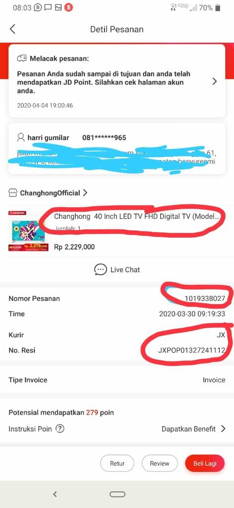 JD.ID Proses Refund dana ribet, Pesan TV 40 INCH tapi yang Sampai 29 Inch
