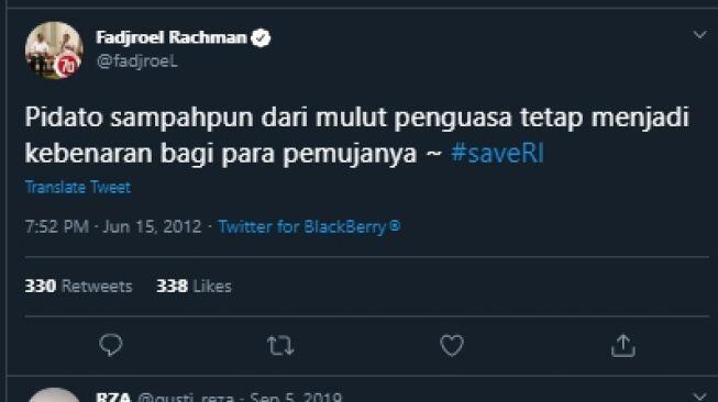 Cuitan Lama Fadjroel Rachman Diungkit, “Pidato Sampah dari Mulut Penguasa”