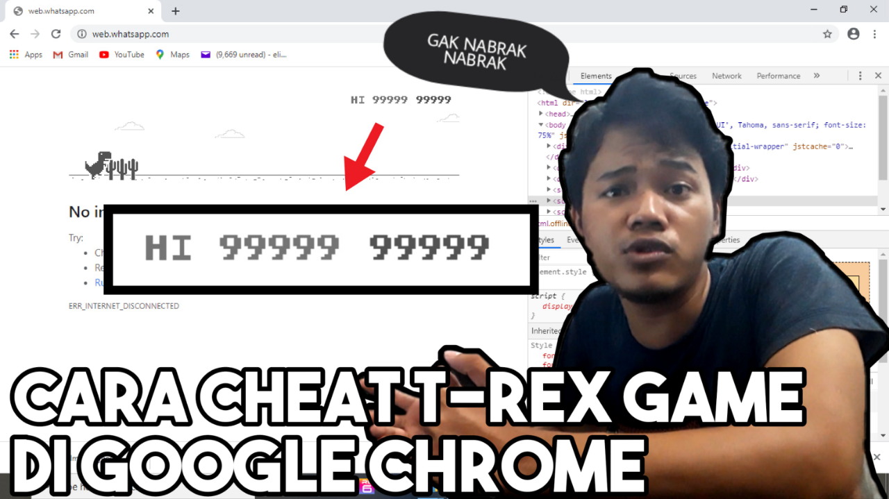 Ternyata ada cara curang buat gim T-Rex di Google Chrome