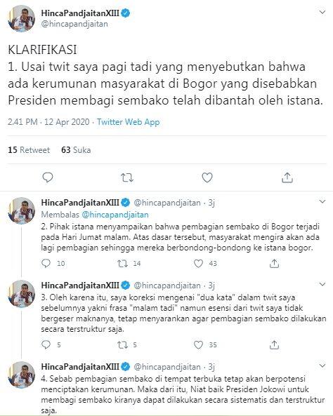 Sindir Jokowi Bagi-bagi Sembako di Keramaian, Hinca Demokrat Klarifikasi