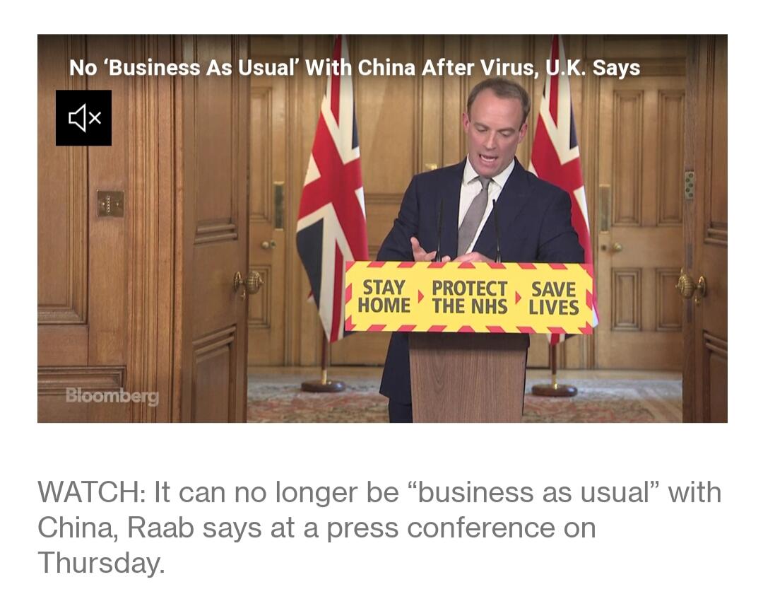 No ‘Business As Usual’ With China After Covid-19, U.K. Says