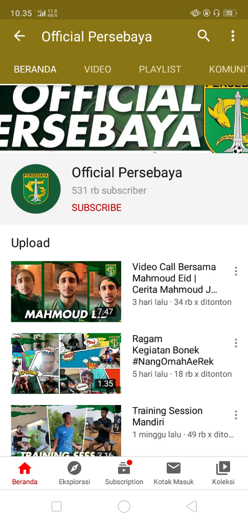Akun YouTube Peserta Liga 1 2020