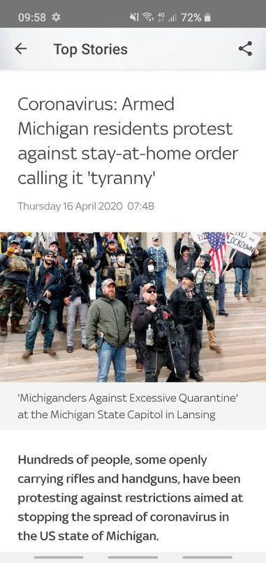 Amerika Protest &quot;Stay At Home&quot; Kami Butuh Kerja Sambil Bawa Senjata Api