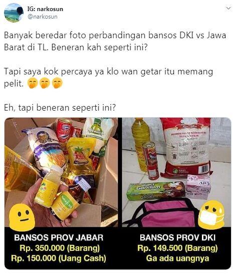 Warganet Panas Bandingkan Bantuan Sembako dari Jabar dan DKI, Ini Faktanya