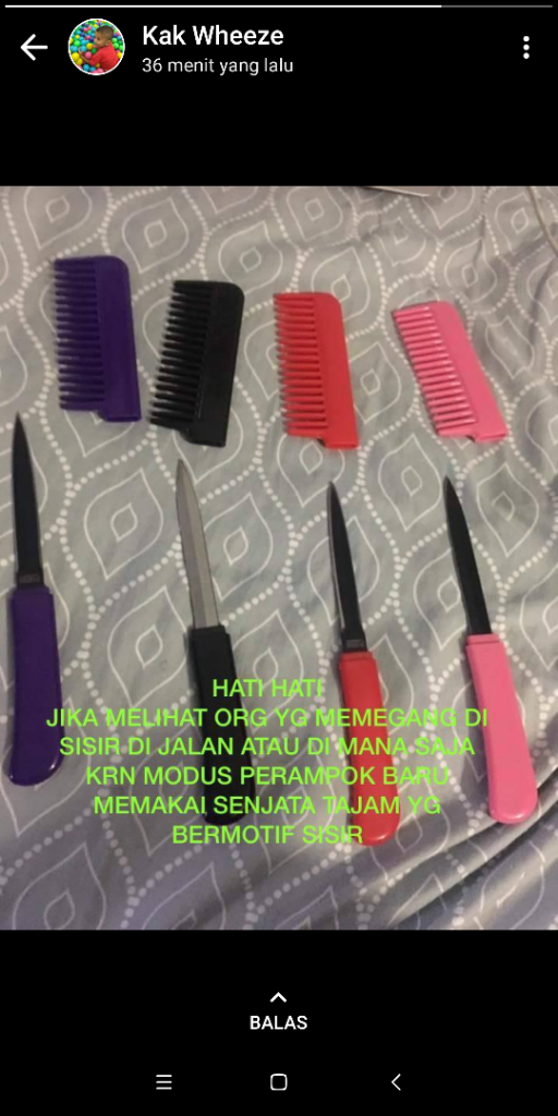 Model Kejahatan Baru, Pisau Dibalik Sisir.