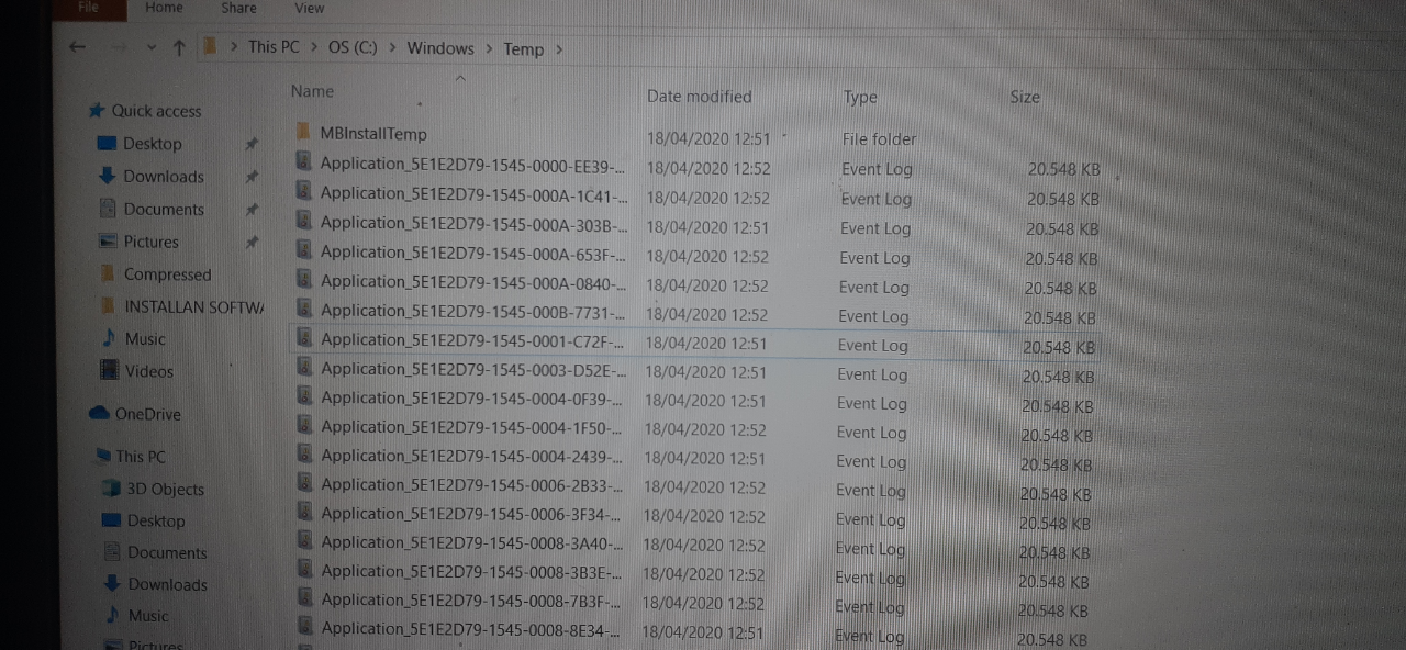 File aneh di folder temp yang membuat space disk C penuh