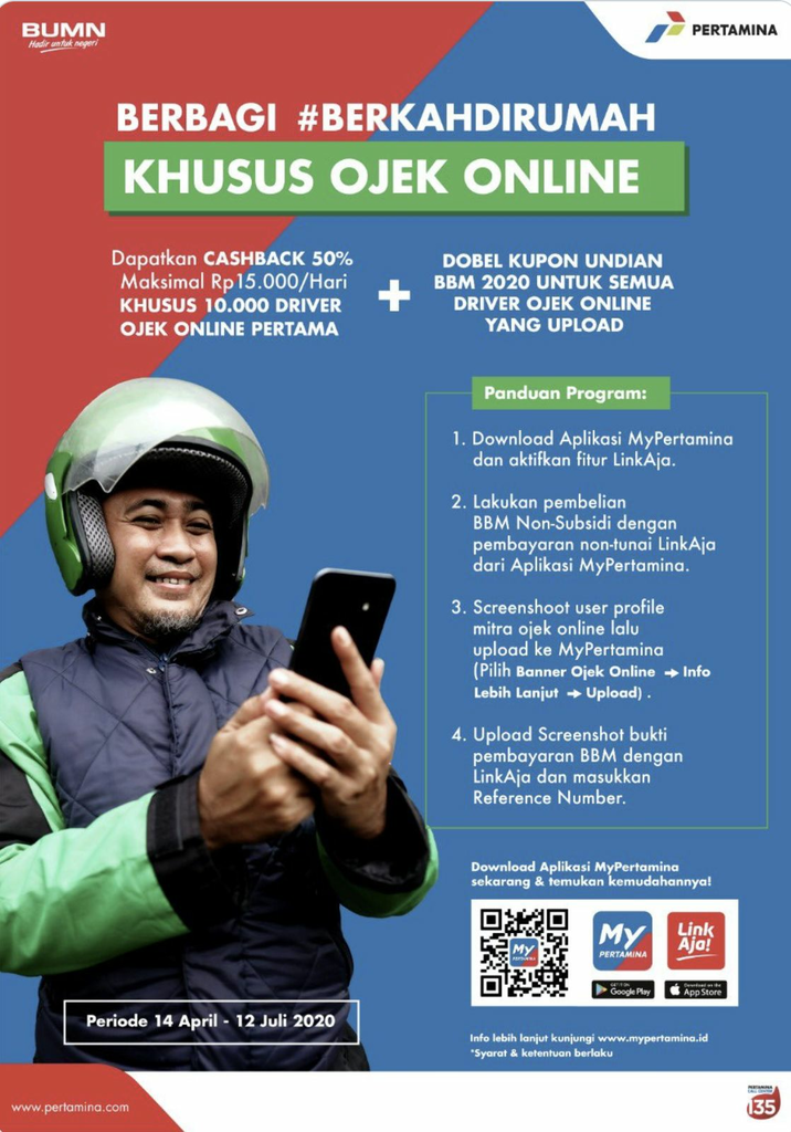 Hore, OJOL Dapet Gratis Diskon BBM 50 Persen Dari Pertamina