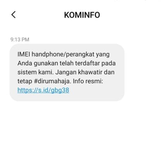 Ini Isi SMS Kominfo untuk IMEI HP yang Resmi Terdaftar dan Tak Diblokir 