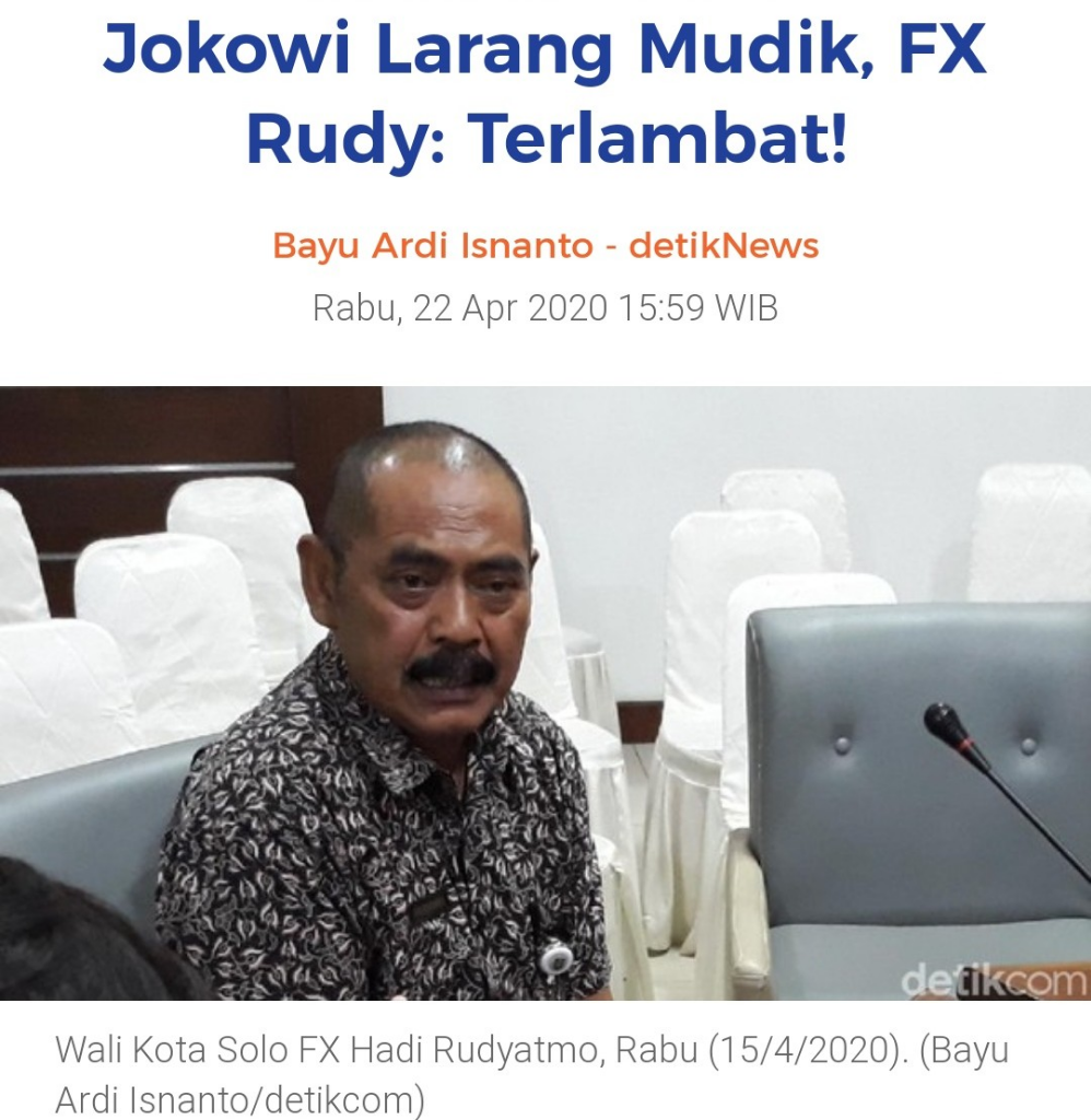 Jokowi Larang Mudik, FX Rudy: Yang Buat Aturan ya Jangan ke Solo Dulu

