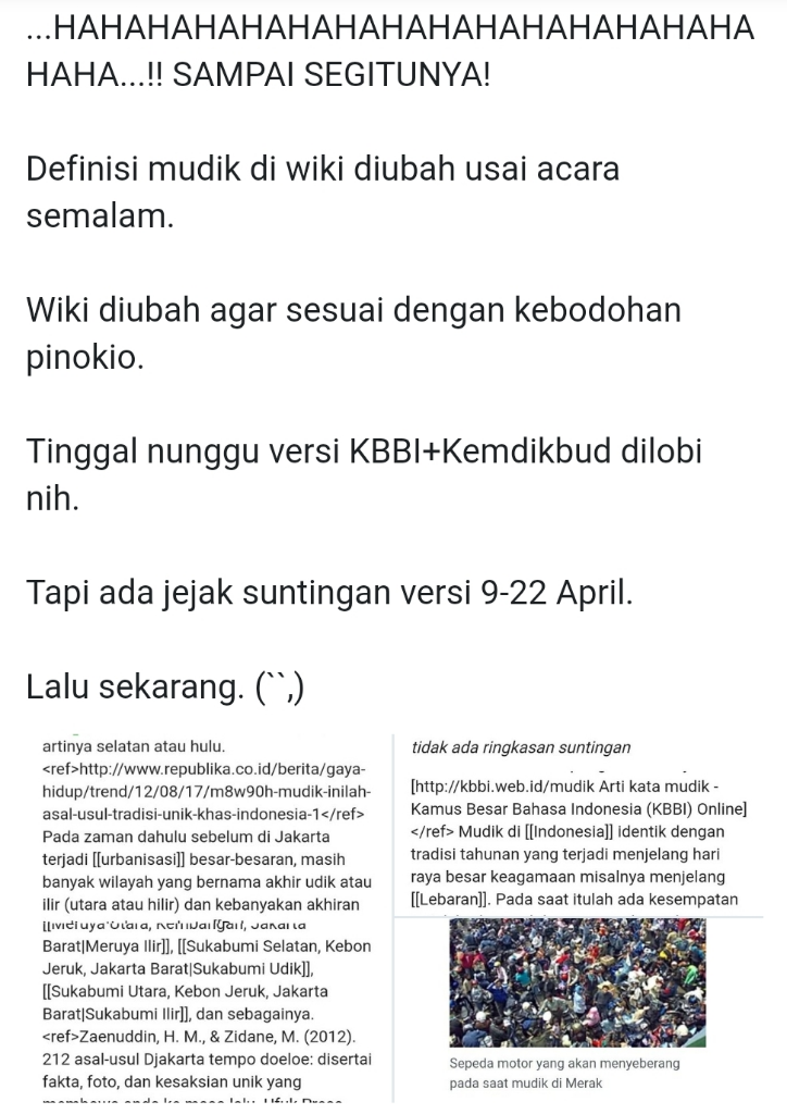 Duh !!! Usai Acara Mata Najwa, Definisi Mudik di Wikipedia Sempat Diubah