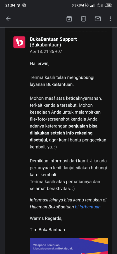 Bukalapak mempersulit penjualan Bukareksa pelanggannya, Customer Service tidak becus!