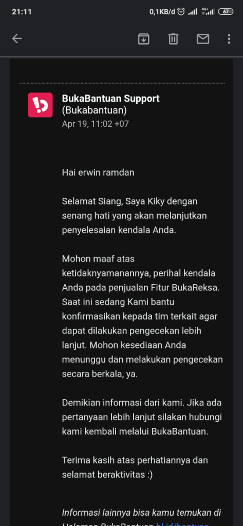 Bukalapak mempersulit penjualan Bukareksa pelanggannya, Customer Service tidak becus!