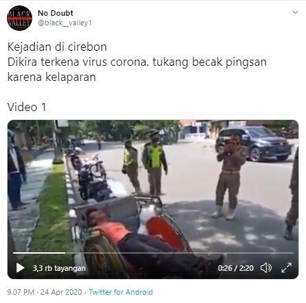 Miris, Tukang Becak Pingsan Diduga Kena Corona Ternyata karena Kelaparan