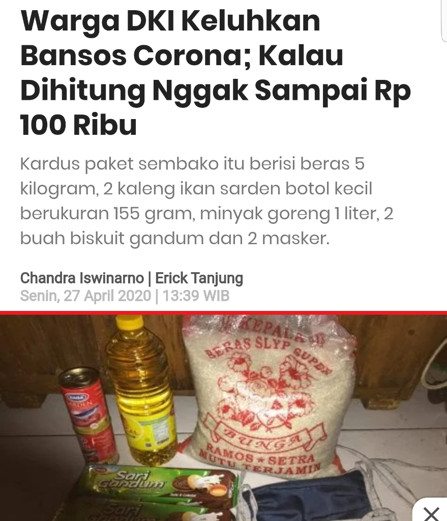 IBC Temukan 4 Kejanggalan Bansos PSBB dan Kebijakan Anggaran DKI Jakarta