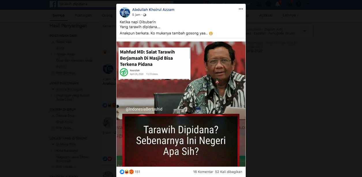 Tarawih Bisa Pidana? HOAKS / FAKTA?