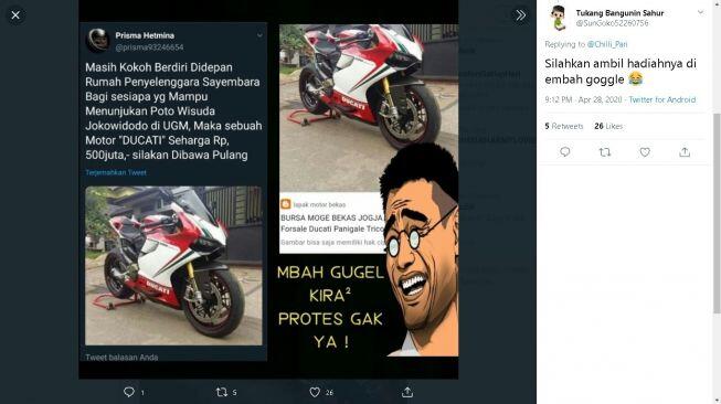 Viral Sayembara Foto Wisuda Jokowi di UGM, Gibran: Dapat Ducati