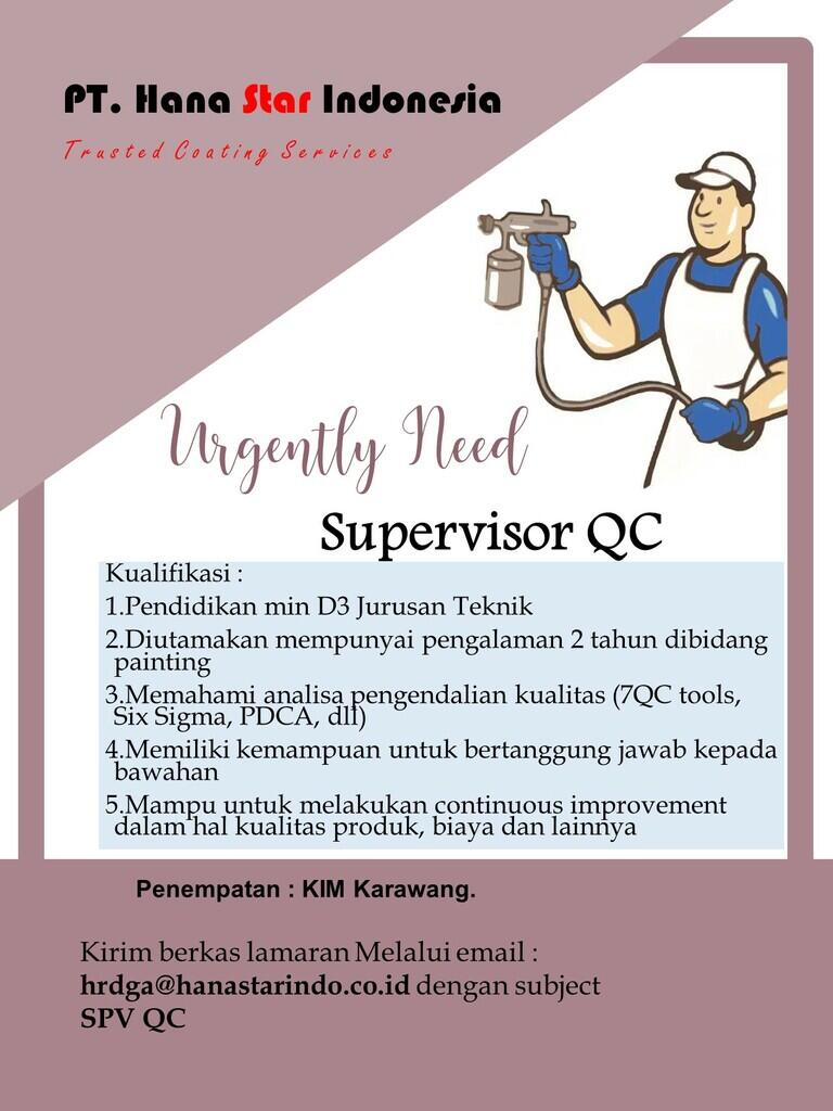 (Loker Karawang) Quality Control Supervisor