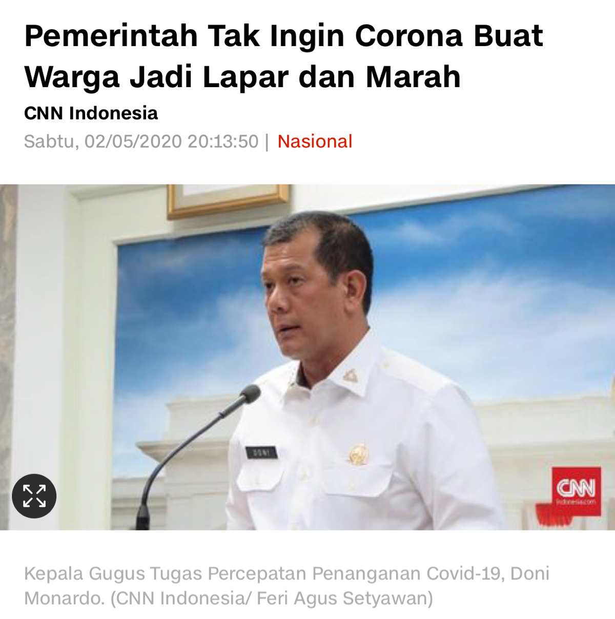 Pemerintah Tidak Ingin Warga Jadi Lapar Dan Marah