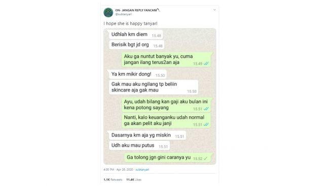 Ngenes! Tak Mampu Belikan Skincare, Warganet Ini Diputuskan Pacarnya