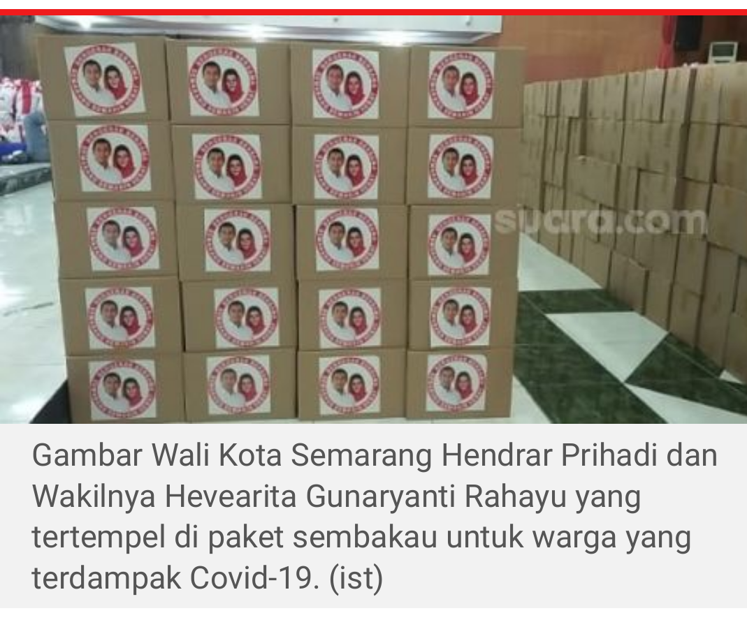 Prit! Wali Kota Semarang Ditegur Bawaslu Kasih Bantuan Corona Ada Foto Diri