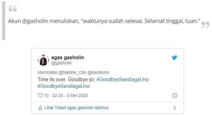 #GoodbyeSandiagaUno Trending Topic, Ada Apa dengan Sandiaga Uno?