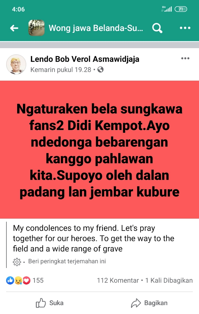 Didi Kempot Meninggal Dunia, Sobat Ambyar di Suriname Ikut Berduka