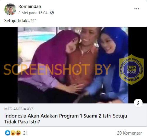 CEK FAKTA: Benarkah Indonesia Berencana Buat Program 1 Suami 2 Istri?