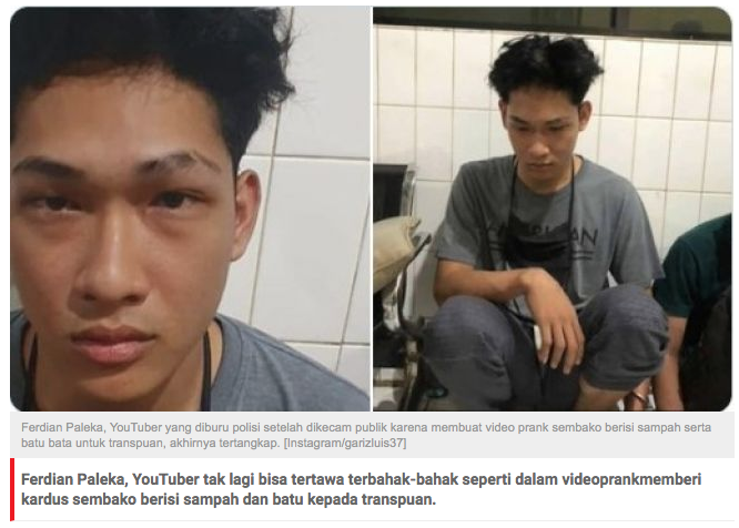 YouTuber Ferdian Paleka Ditangkap Polisi