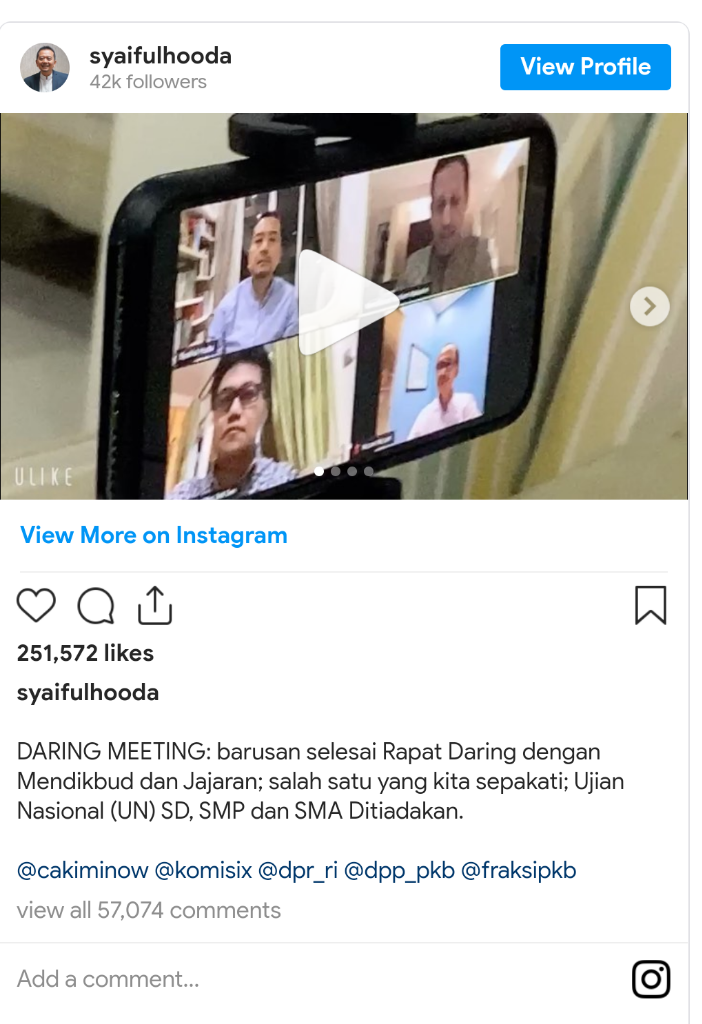 PENGGUNAAN SALAH SATU APLIKASI BELAJAR DARING