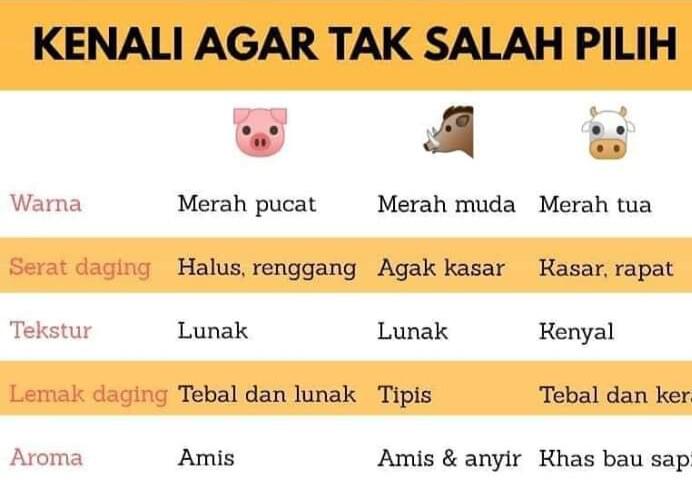 Cara Membedakan Daging Sapi Dengan Daging Babi Yang Mentah Maupun Sudah Matang