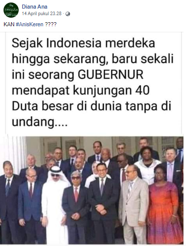 Hanya Anies, Gubernur Indonesia yang Didatangi 40 Dubes Tanpa Diundang. HOAKS/FAKTA?