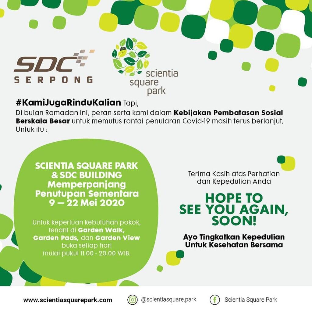 Summarecon Mall Serpong dan Scientia Square Park Kembali Perpanjang Masa Penutupan