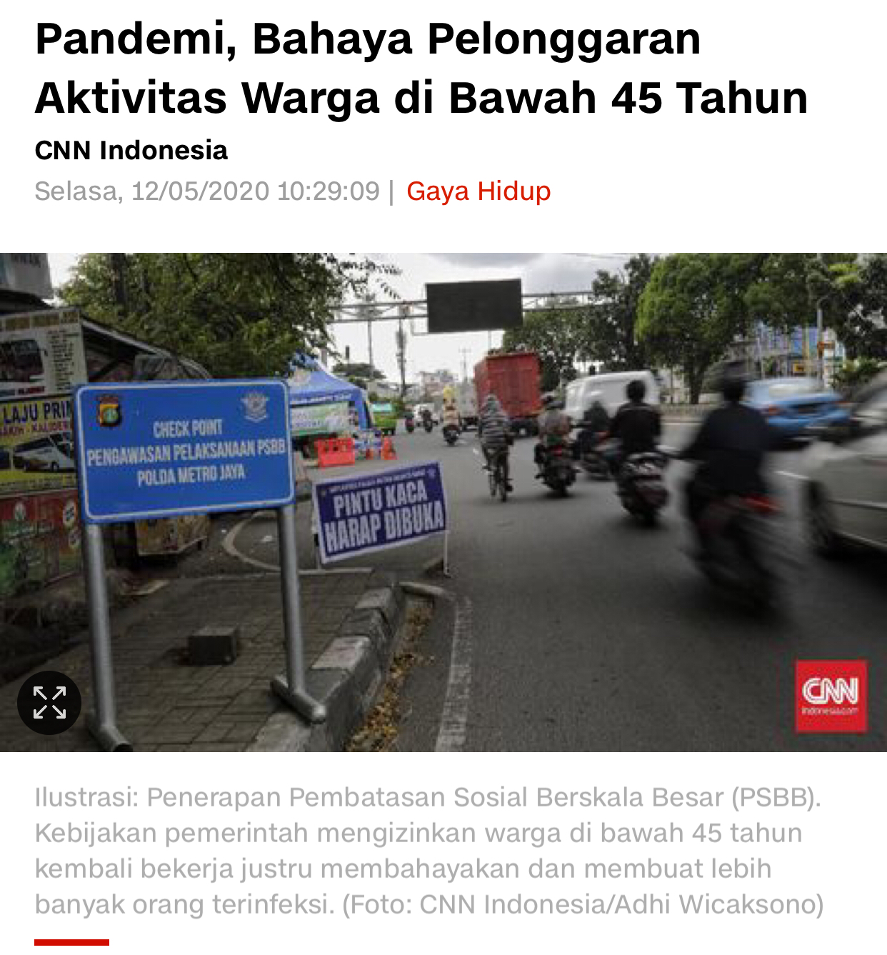 Pandemi, Bahaya Pelonggaran aktifitas Warga Di Bawah Usia 45 Tahun