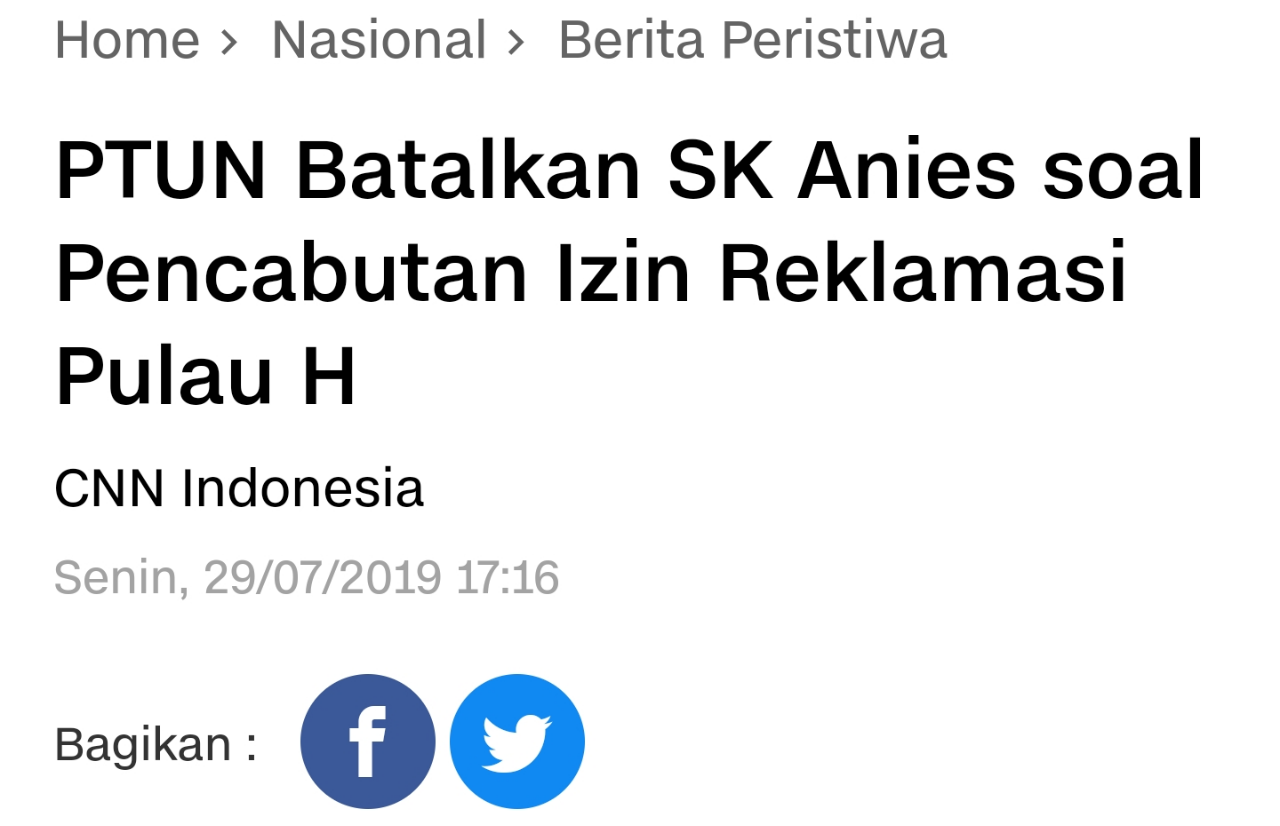 Antara Anies, Reklamasi, Aguan, dan Meja Hijau PTUN