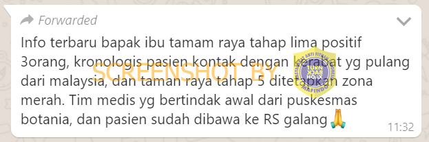 Pesan Berantai “Taman Raya Tahap V Batam Zona Merah COVID-19". HOAKS / FAKTA?