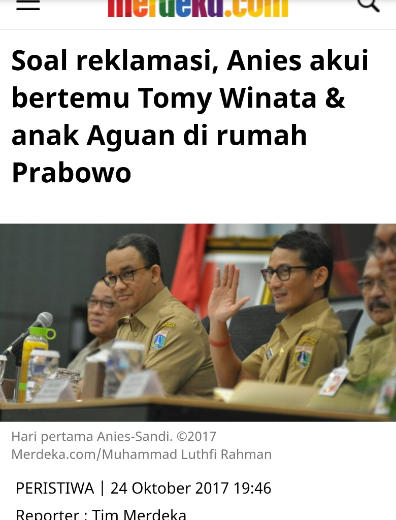 Antara Anies, Reklamasi, Aguan, dan Meja Hijau PTUN