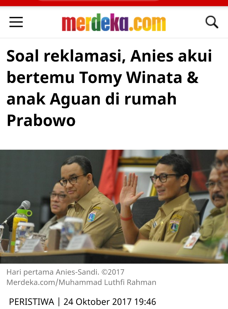 Antara Anies, Reklamasi, Aguan, dan Meja Hijau PTUN