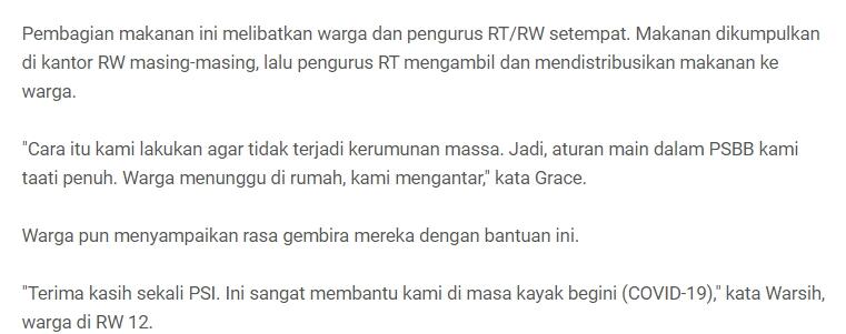 PSI telah bagikan 12.000 paket makanan bagi warga Pademangan Jakarta