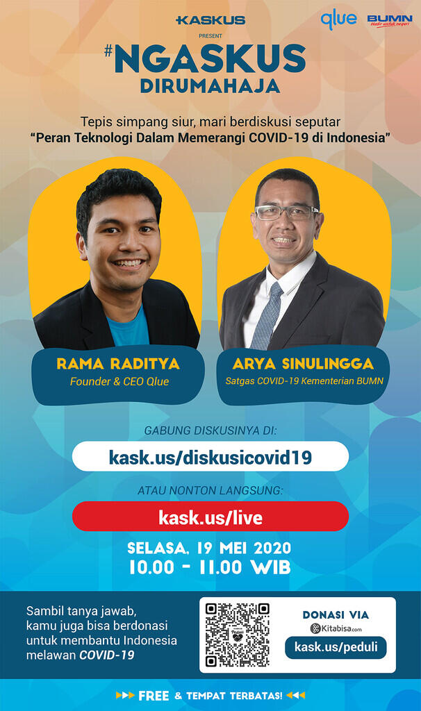 Live #NgaskusdiRumahAja Bahas Kolaborasi Teknologi Perangi COVID-19