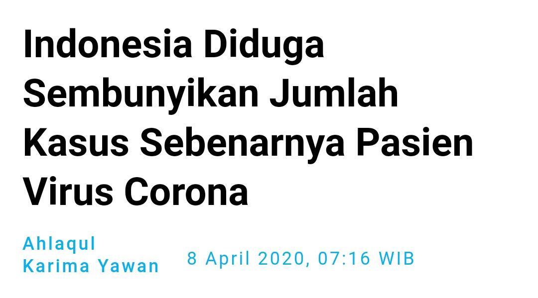 Indonesia Menyembunyikan Kasus Covid-19 yang sebenarnya, Apa Iya?