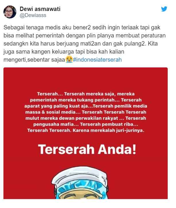 Tagar &quot;Indonesia Terserah&quot; Trending Topik Di Medsos