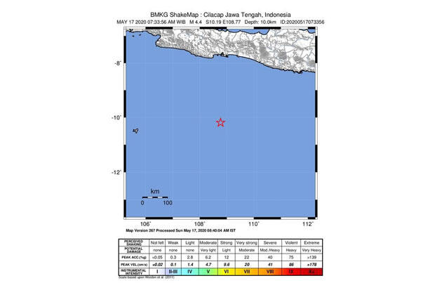 Berkekuatan 4,4 SR, Gempa Bumi Guncang Cilacap Tak Berpotensi Tsunami