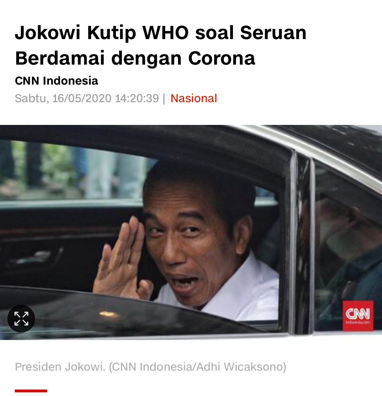 Jokowi Kutip WHO Soal Seruan Berdamai Dengan Corona