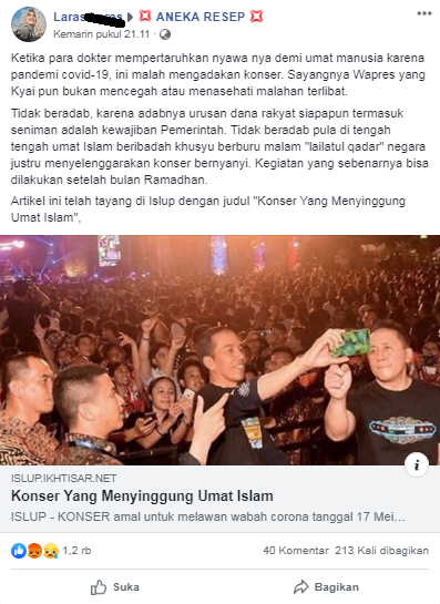 Beredar Foto Selfie Presiden Ditengah Konser, Hoax Saat Pandemi Yang Menyasar Jokowi?