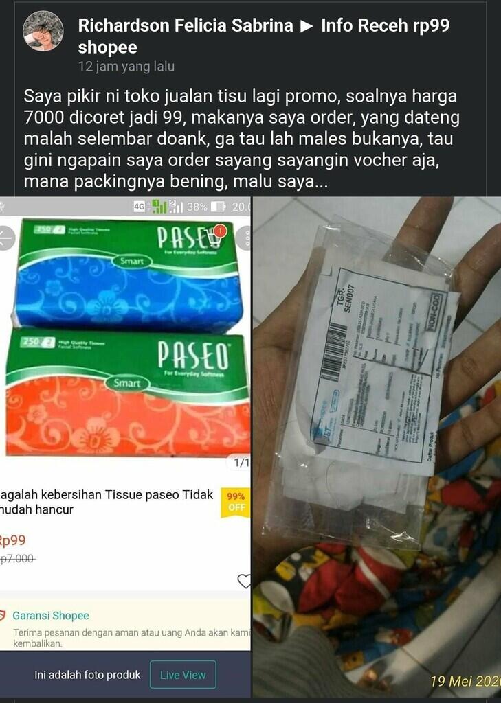 Viral! Korban Program Flash Sale Rp99 Yang Datang Hanya Selembar Tisu, Bikin Ngakak