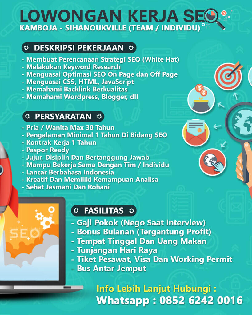 LOWONGAN KERJA SEO KAMBOJA - SIHANOUKVILLE (TEAM / INDIVIDU)