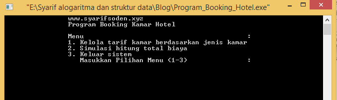 Program C++ Booking Kamar Hotel 