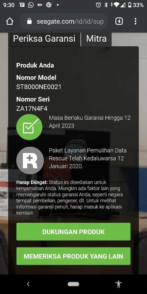 Kira kira arti dari laman garansi seagate ini apa ya?