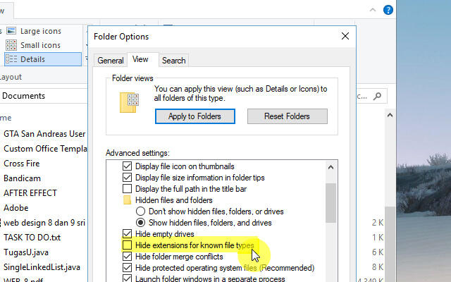 Cara Menampilkan Ekstensi File di Windows 10
